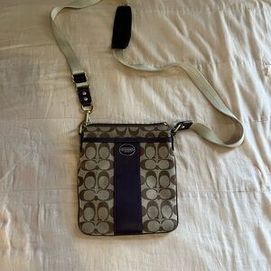 Coach Signature Brown and Cream Crossbody Bag